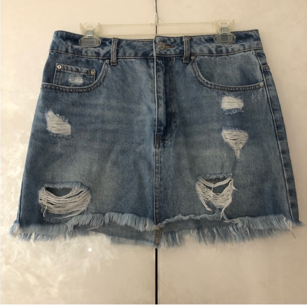 Forever 21 Ripped Denim Skirt